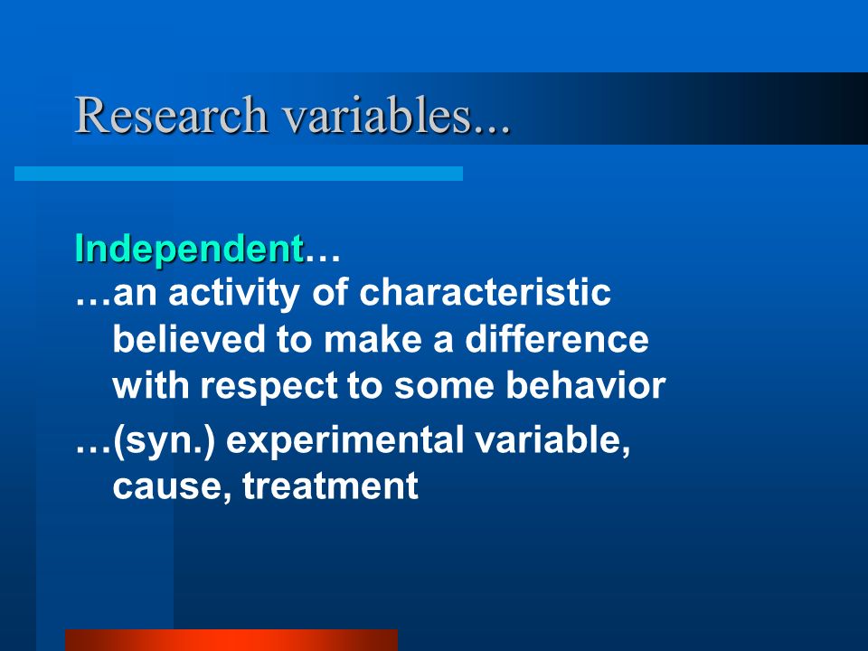 Research variables... Independent…