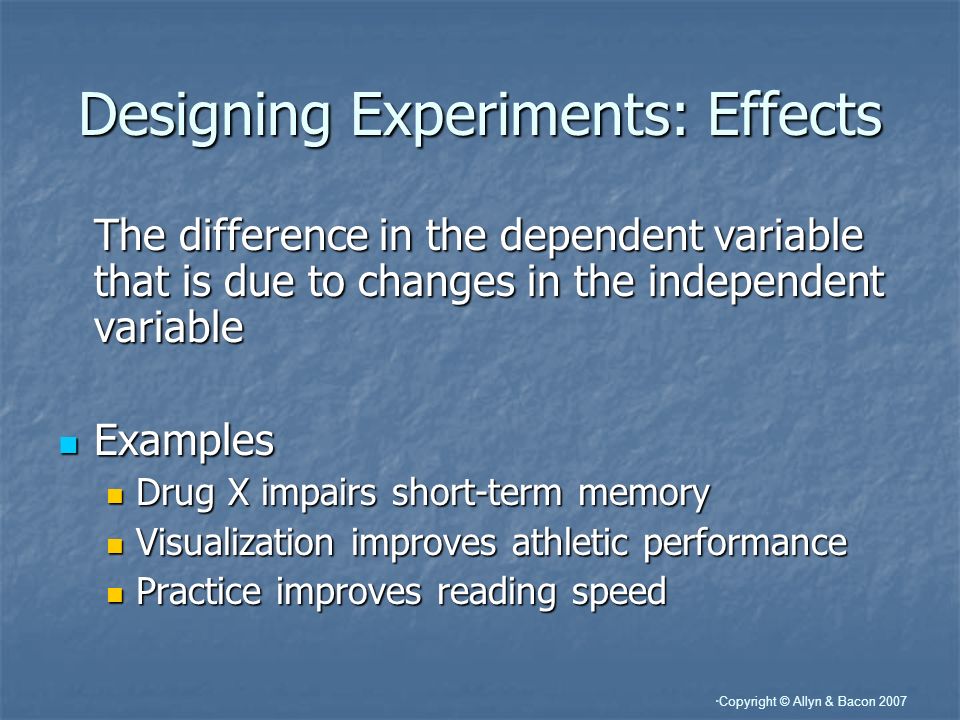 Designing Experiments: Effects