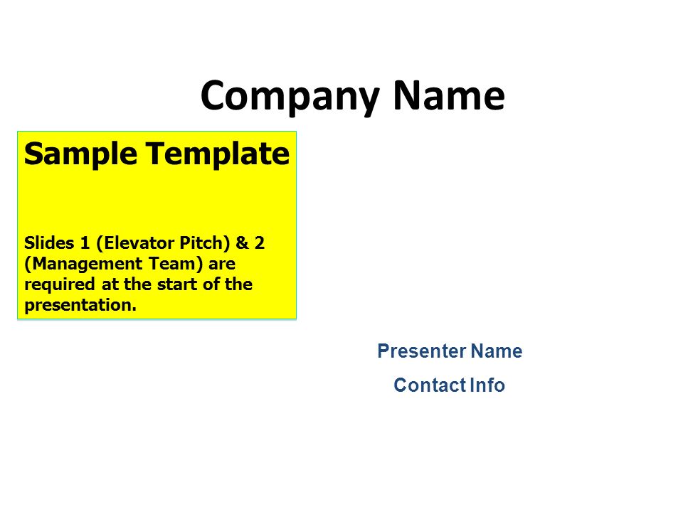 Company Name Sample Template Presenter Name