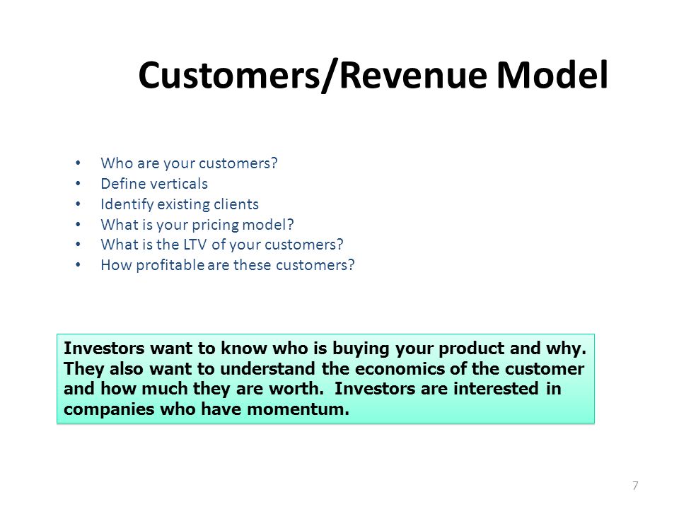 Customers/Revenue Model