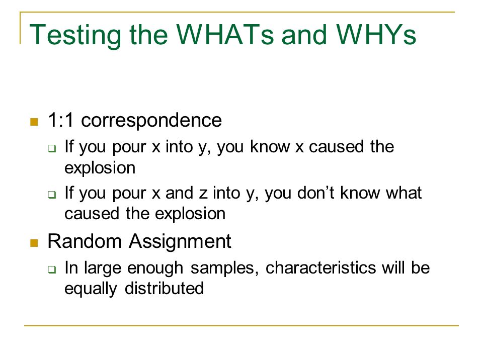 Testing the WHATs and WHYs