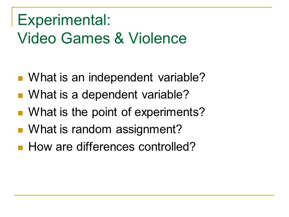 Experimental: Video Games & Violence