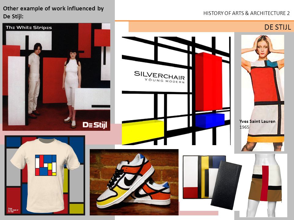 Other example of work influenced by De Stijl: