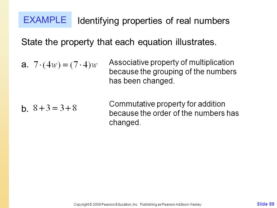 Identifying properties of real numbers