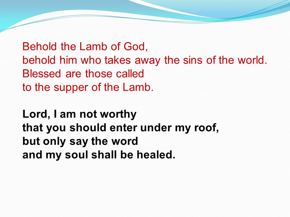 Behold the Lamb of God, behold him who takes away the sins of the world. Blessed are those called.