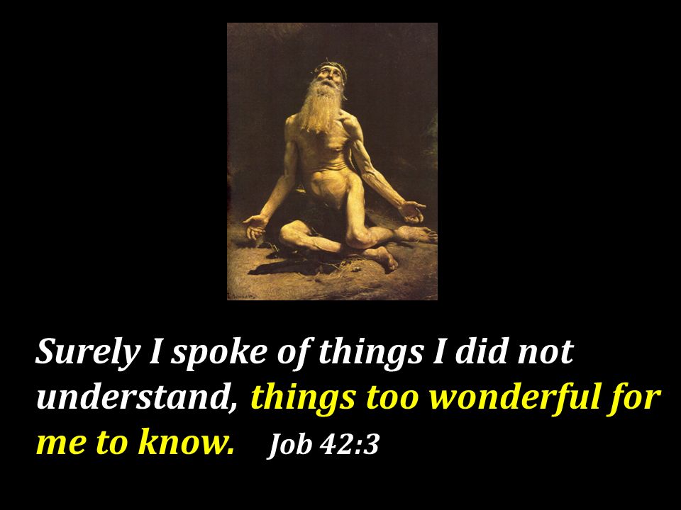 Surely I spoke of things I did not understand, things too wonderful for me to know. Job 42:3