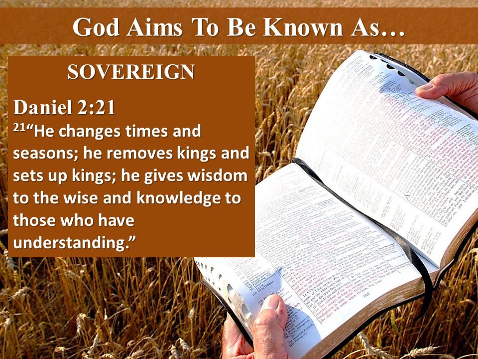 God Aims To Be Known As… SOVEREIGN Daniel 2:21