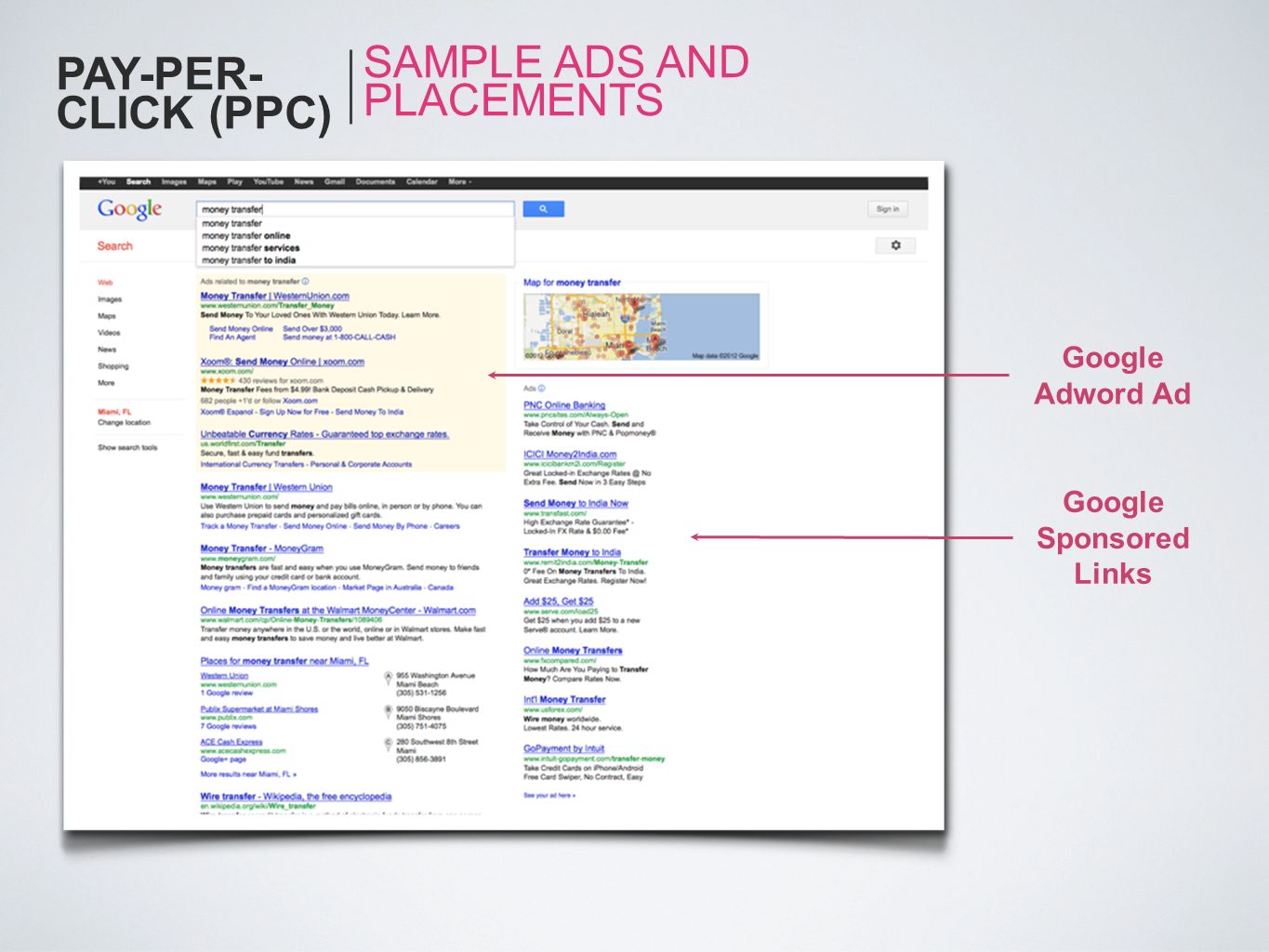 PAY-PER-CLICK (PPC) SAMPLE ADS AND PLACEMENTS Google Adword Ad Google