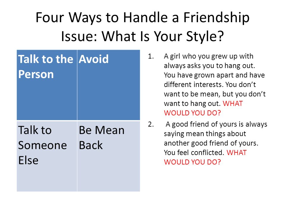 Four Ways to Handle a Friendship Issue: What Is Your Style