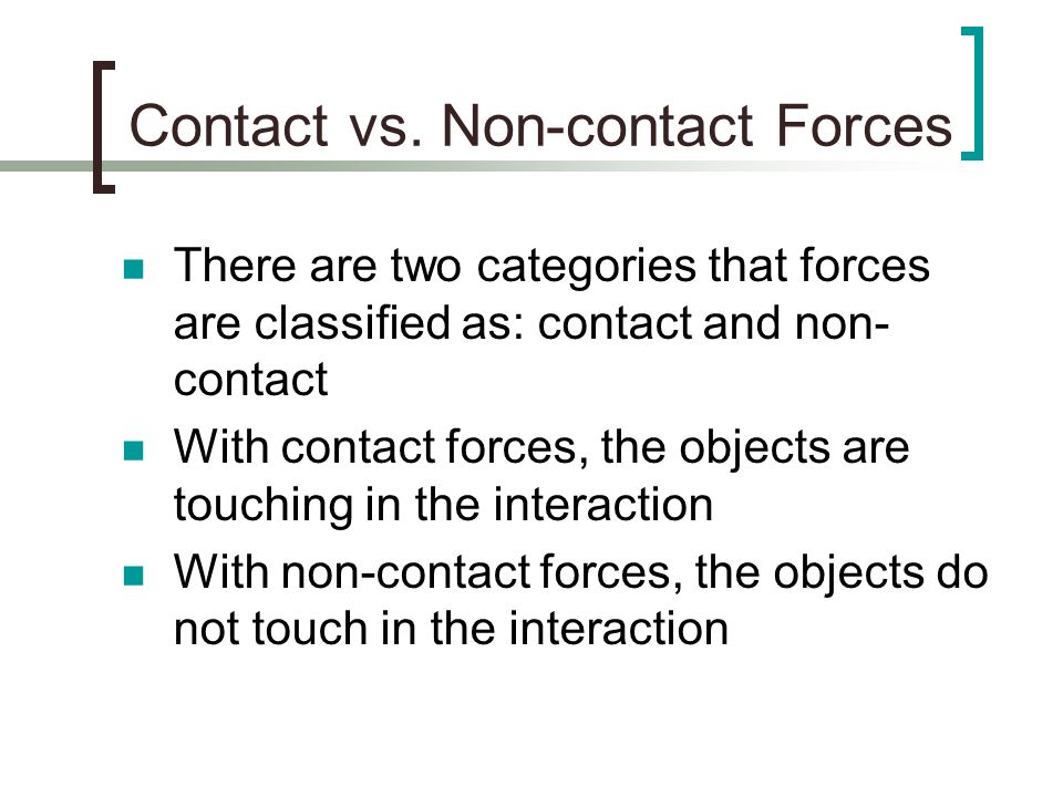 Contact vs. Non-contact Forces