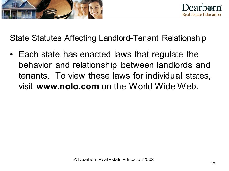 State Statutes Affecting Landlord-Tenant Relationship