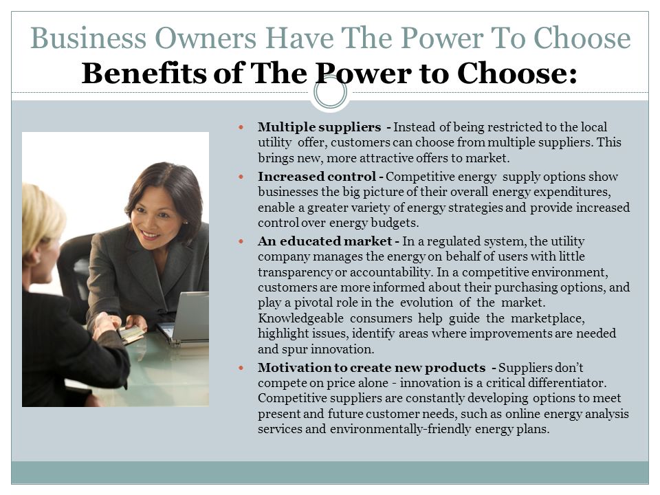 Business Owners Have The Power To Choose Benefits of The Power to Choose: