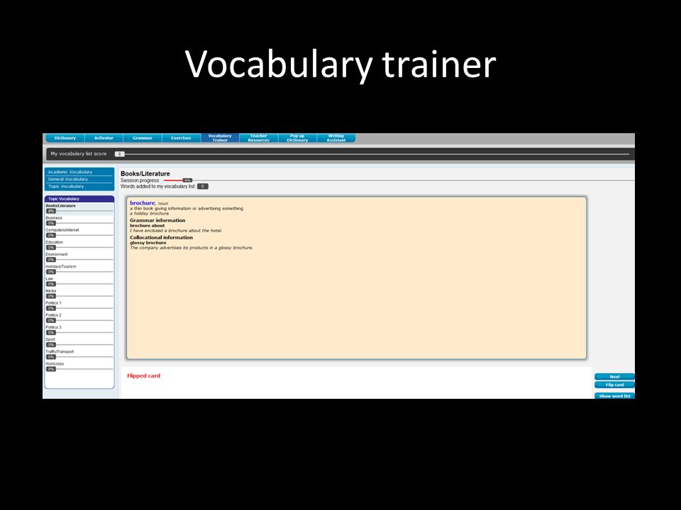 Vocabulary trainer