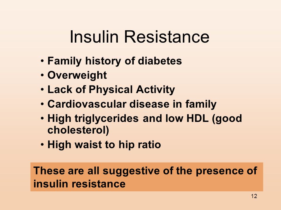 Insulin Resistance Family history of diabetes Overweight