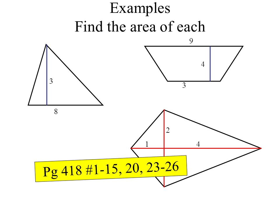 Examples Find the area of each