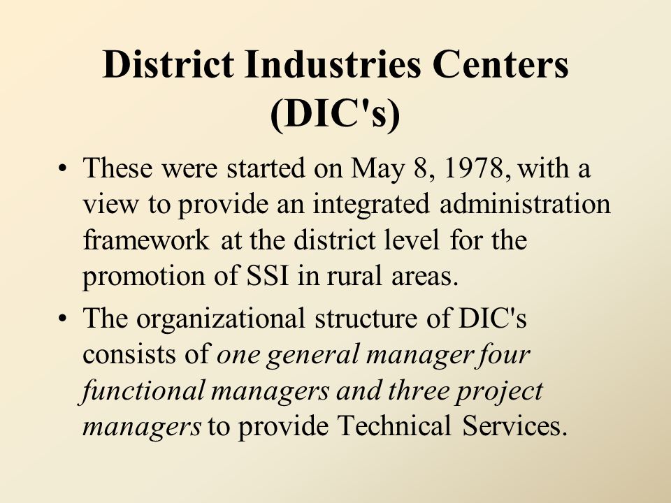 District Industries Centers (DIC s)