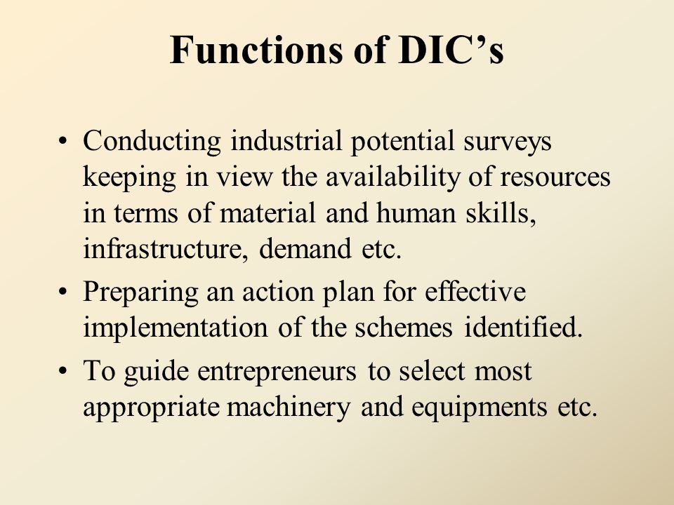Functions of DIC’s