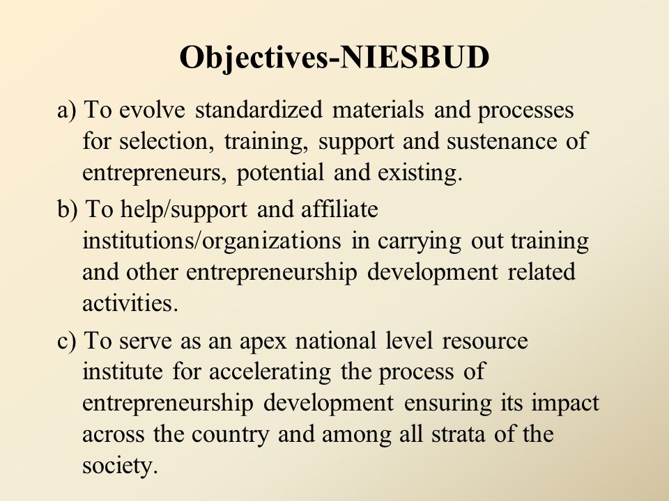 Objectives-NIESBUD