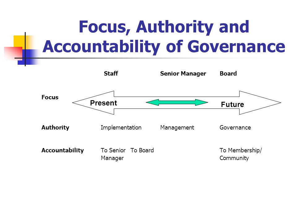 Focus, Authority and Accountability of Governance
