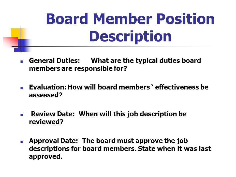 Board Member Position Description