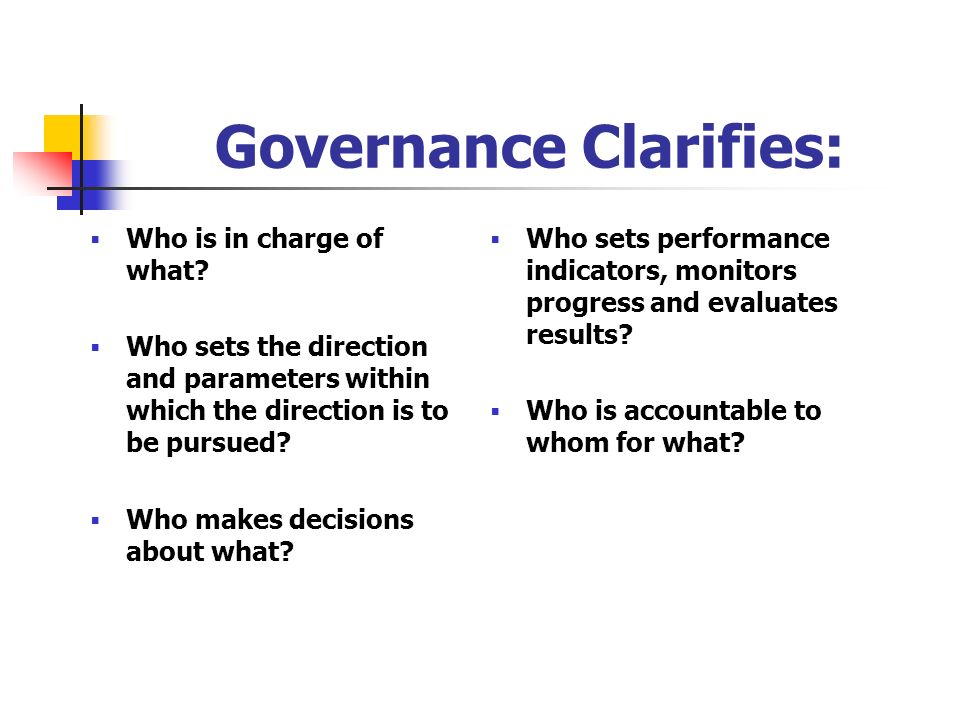 Governance Clarifies:
