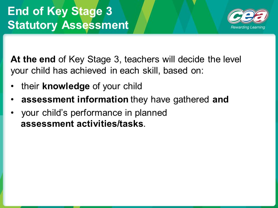 End of Key Stage 3 Statutory Assessment