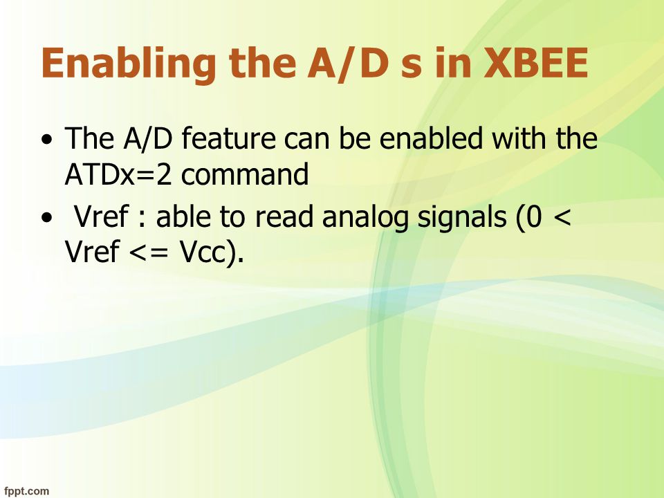 Enabling the A/D s in XBEE