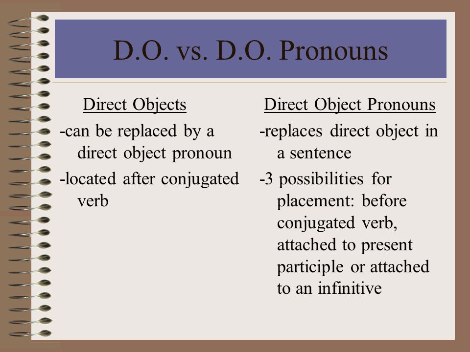 D.O. vs. D.O. Pronouns Direct Objects