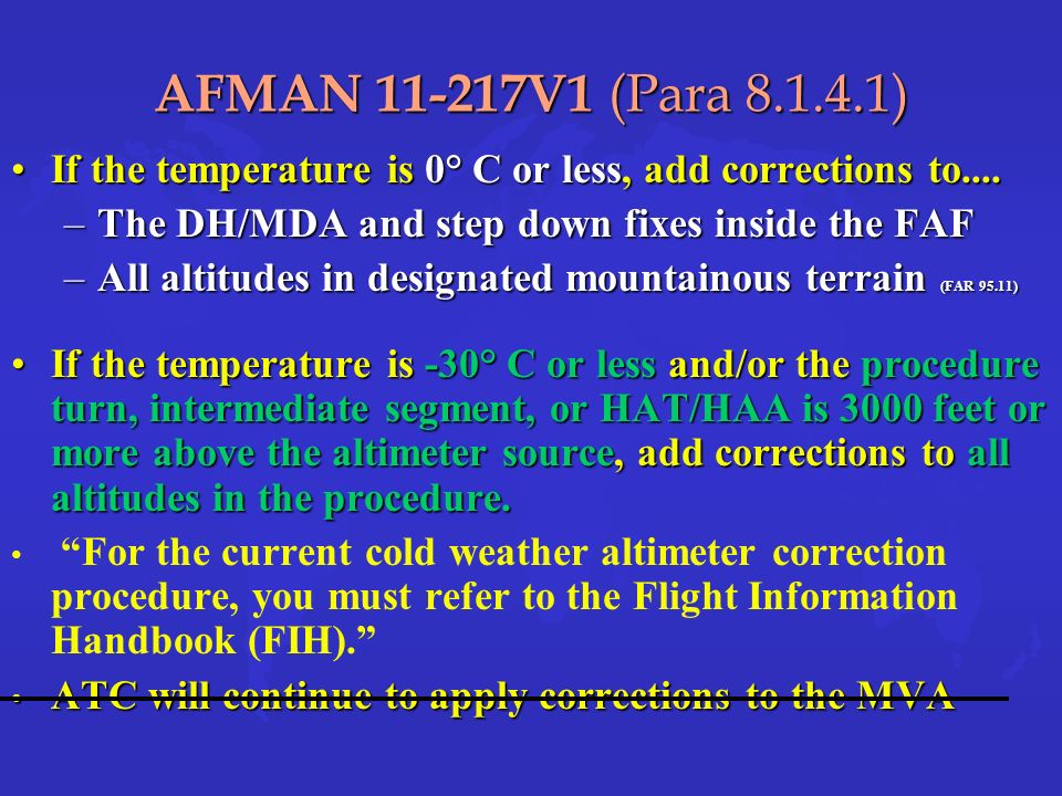 Cold Temperature Correction Chart