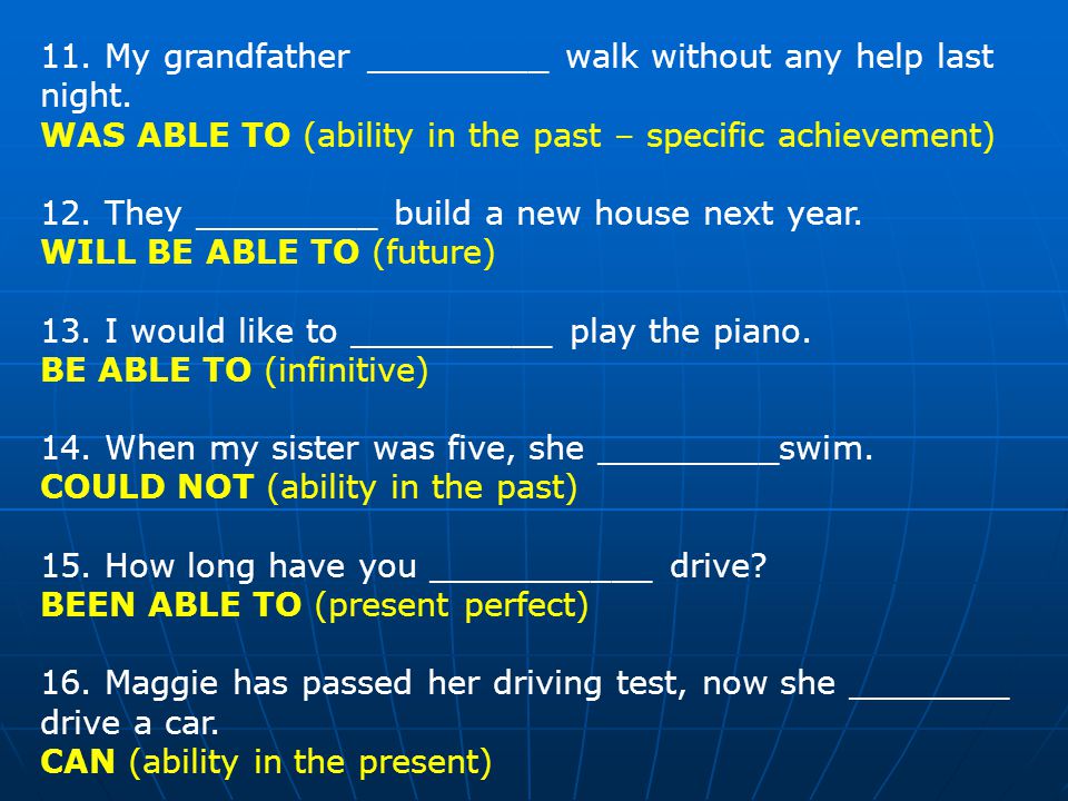 Ability can, could and be able to. - ppt video online download