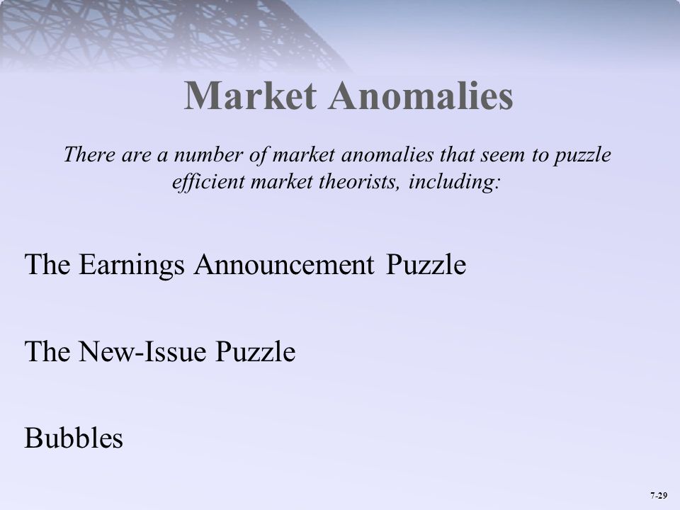 Market Anomalies The Earnings Announcement Puzzle The New-Issue Puzzle