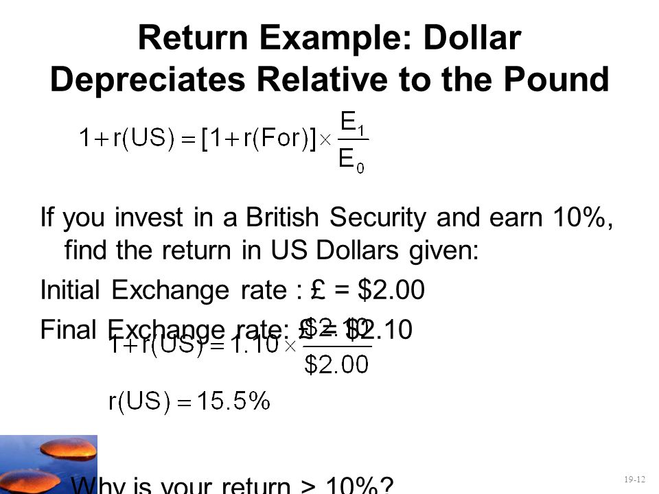Return Example: Dollar Depreciates Relative to the Pound