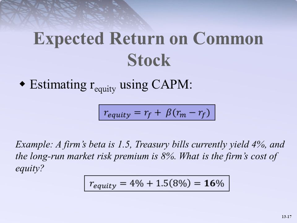Expected Return on Common Stock