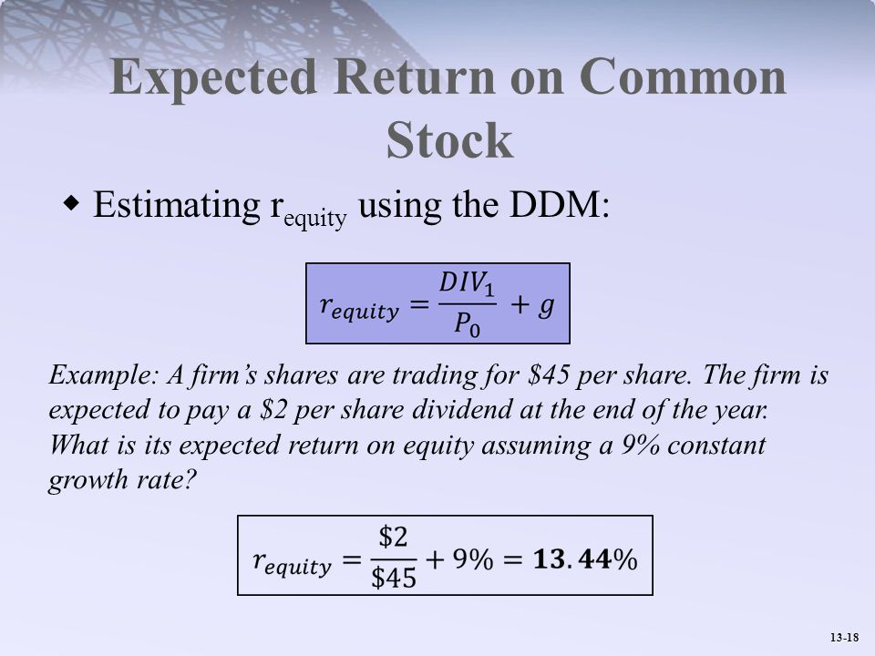 Expected Return on Common Stock
