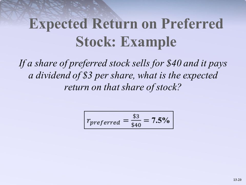 Expected Return on Preferred Stock: Example
