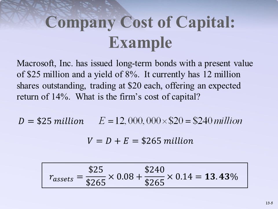 Company Cost of Capital: Example