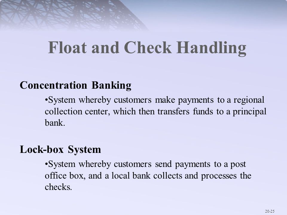 Float and Check Handling
