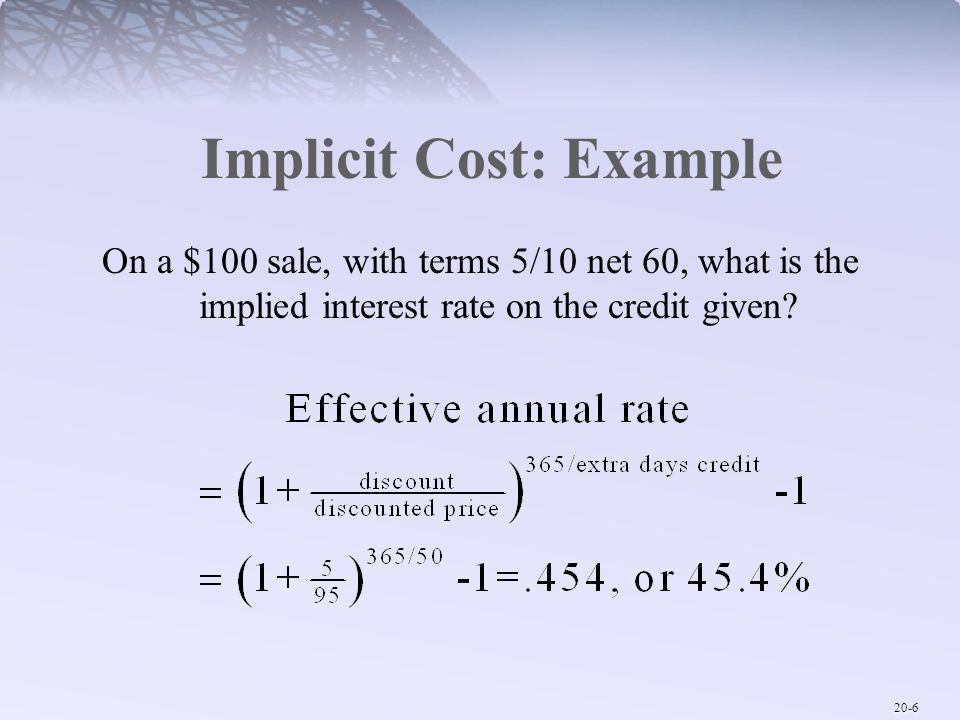 Implicit Cost: Example