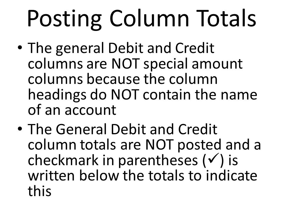 Posting Column Totals