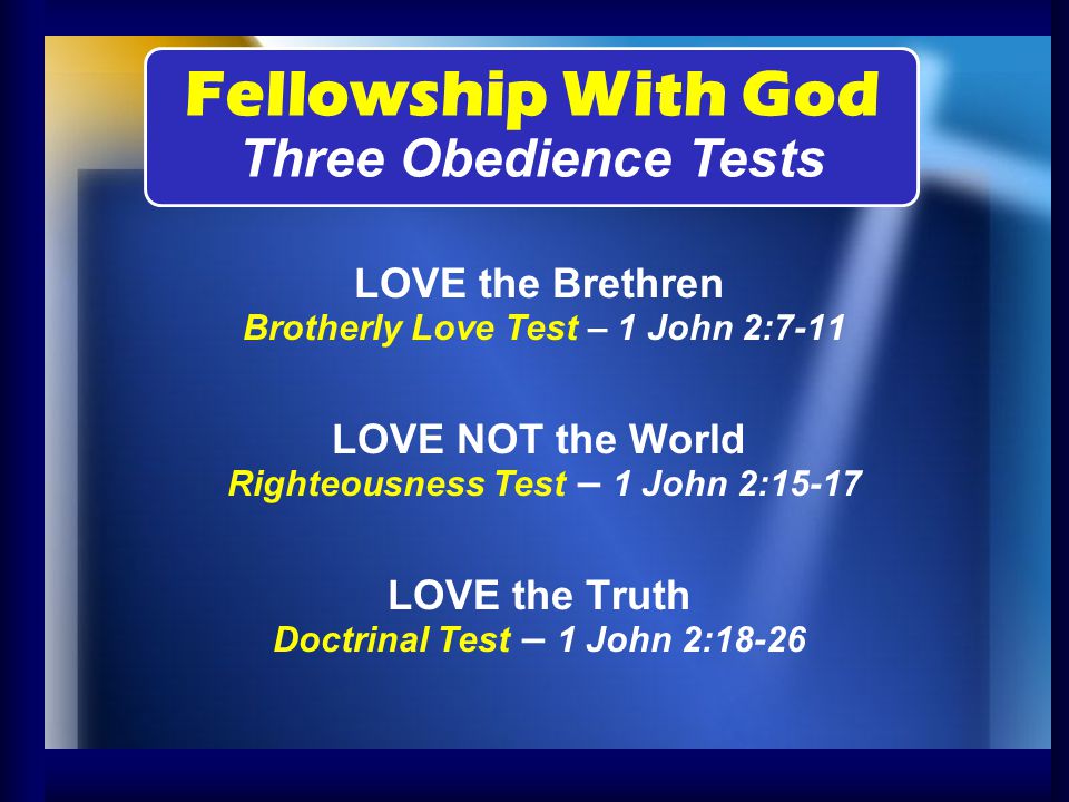 Fellowship With God Three Obedience Tests