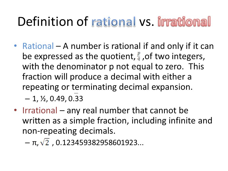 Definition of rational vs. irrational