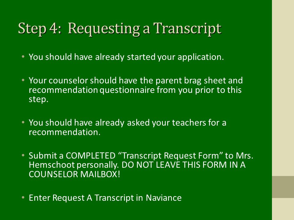 Step 4: Requesting a Transcript
