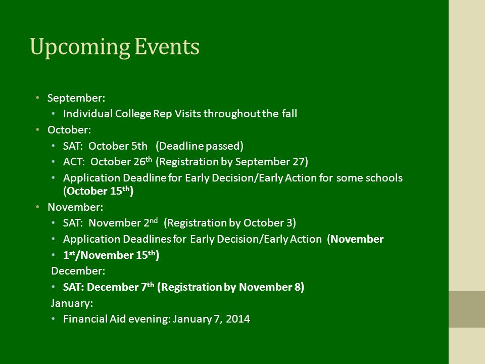 Upcoming Events September: