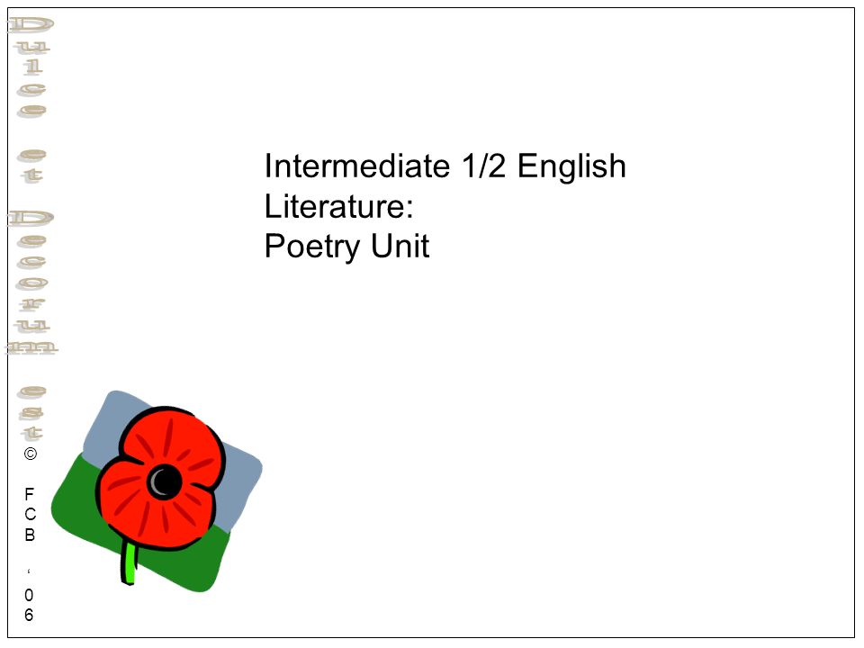 Intermediate 1/2 English Literature: Poetry Unit