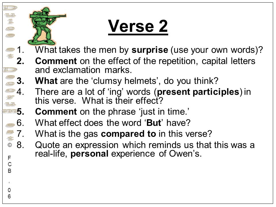 Verse 2 What takes the men by surprise (use your own words)
