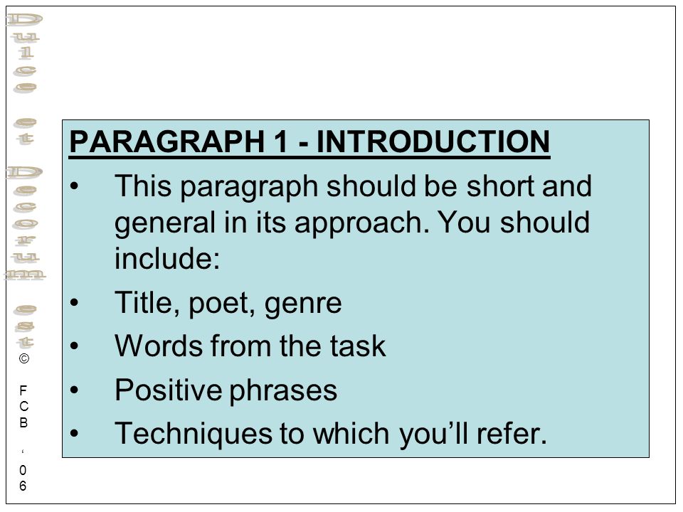PARAGRAPH 1 - INTRODUCTION