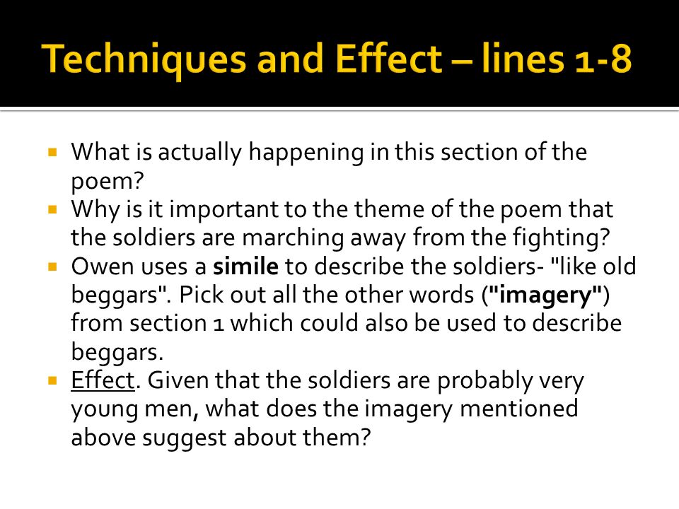 Techniques and Effect – lines 1-8