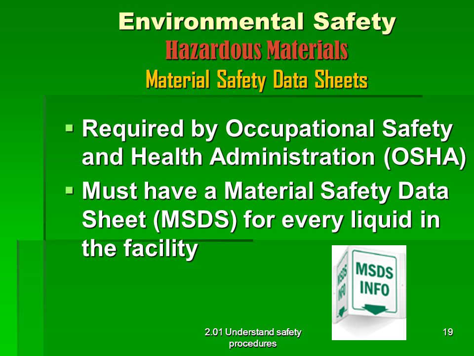 Environmental Safety Hazardous Materials Material Safety Data Sheets
