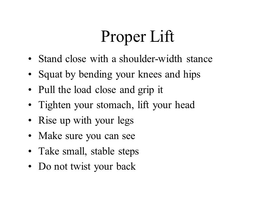 Proper Lift Stand close with a shoulder-width stance