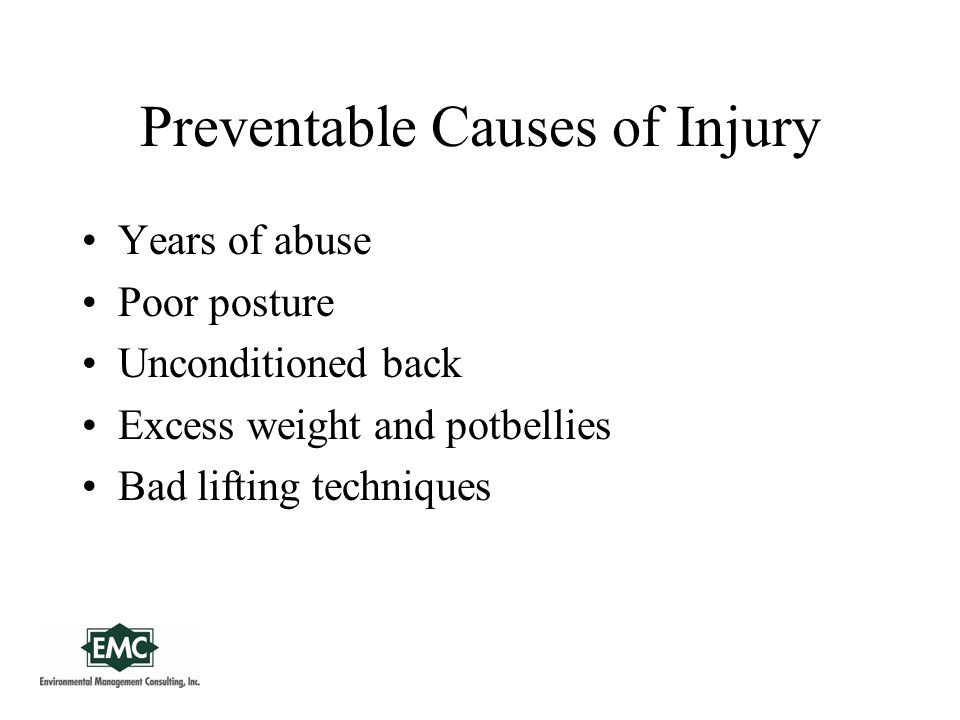 Preventable Causes of Injury